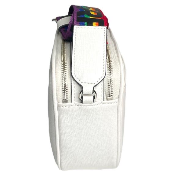 Karl Lagerfeld Maybelle Pebble Leather Pride Strap Purse White Rainbow - Picture 3 of 7